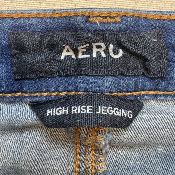 Aero Womens High Rise Skinny Jeans Size 4 Blue Denim Distressed Jeggings Casual - Picture 2 of 11